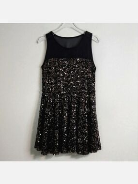 Flowers by Zoe Black & Gold Sequin Tank Dress, Size 6X ~ EUC